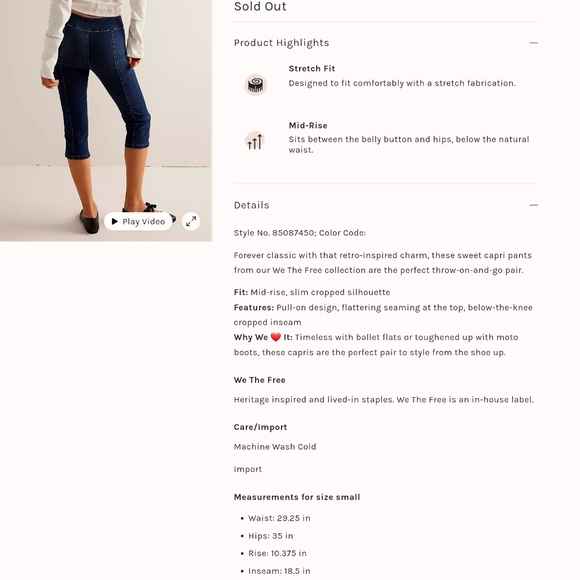 FREE PEOPLE We The Free Carousel Pull-On Capri Jeans NWT - Picture 14 of 14